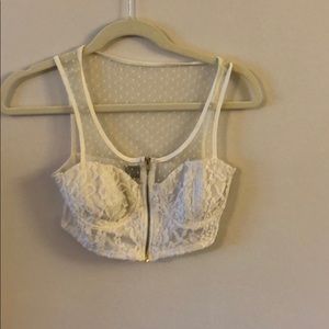 White lace/mesh crop top